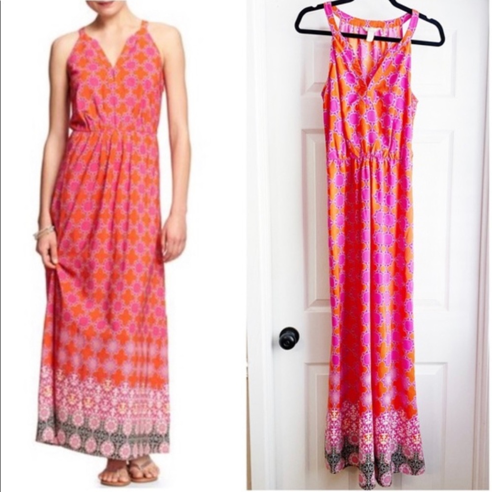 Banana Republic Women Dress Maxi Long Pink Orange